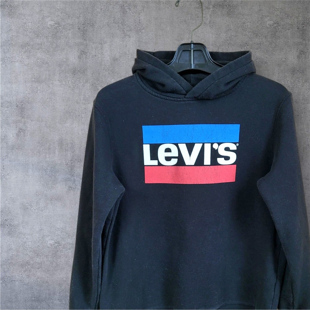 Levi's Black Hoodie Sweatshirt Logo Graphic Size Kids XL or Women S